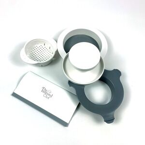 Pampered Chef Lot of 3 Handy Scraper Can Jar Strainer Burger Slider Press White‎